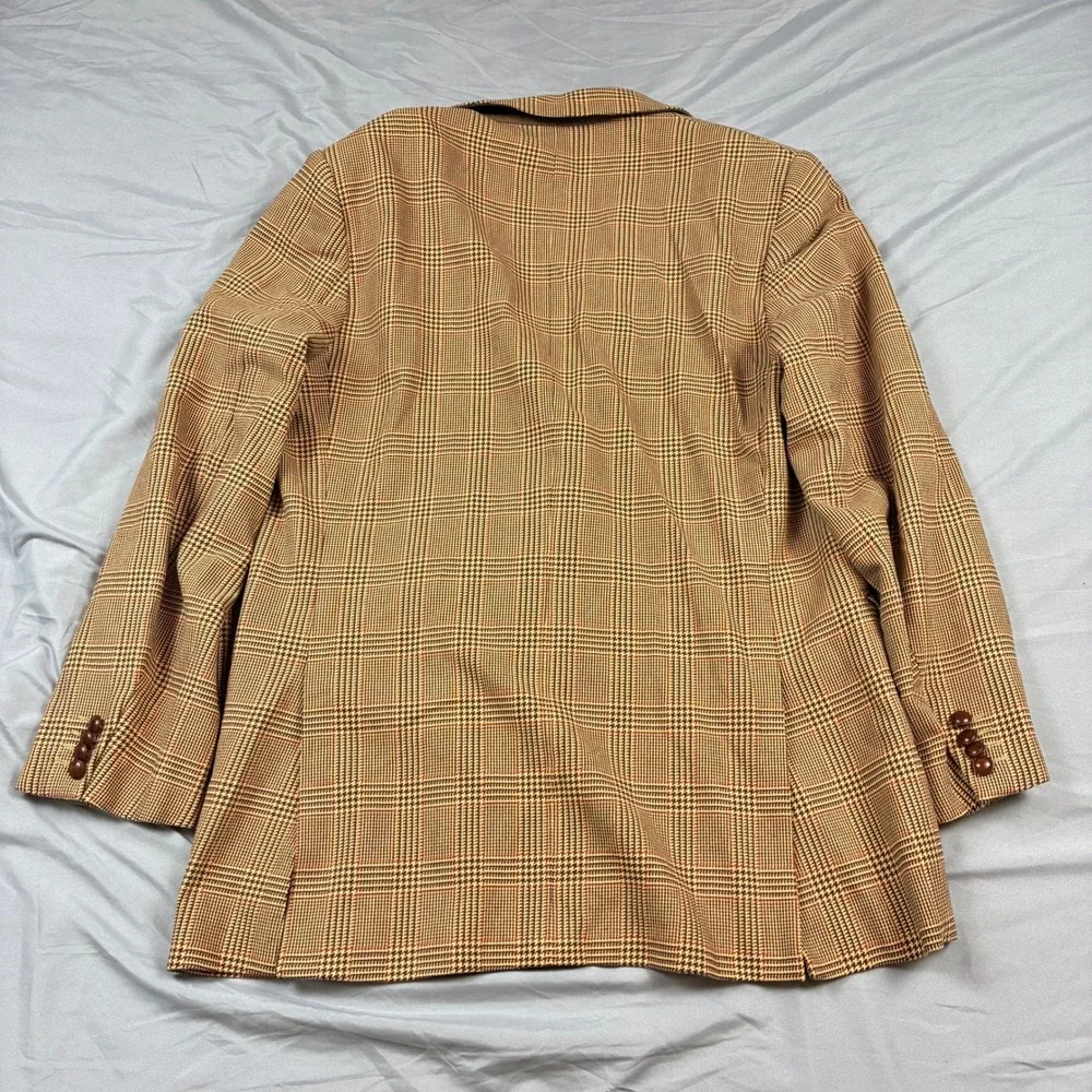 Made in Italy Cotton Mens Sport Coat Glen Plaid Tan Brown 40R (50IT) Guabello